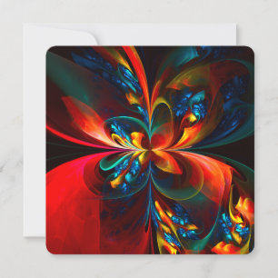 Invitación Arte abstracto floral moderno patrón naranja azul 