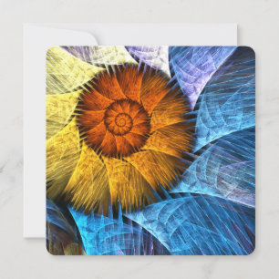 Invitación Arte abstracto floral naranja amarillo azul