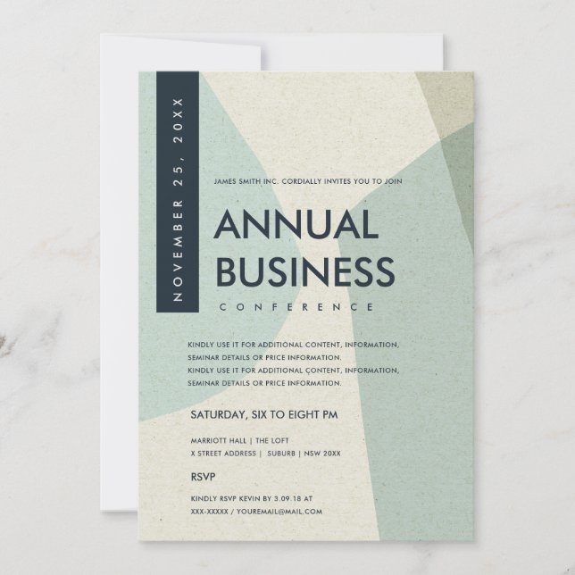 INVITACIÓN ARTE ABSTRACTO MODERNO EVENTO DE CONFERENCIA AZUL  (Anverso)