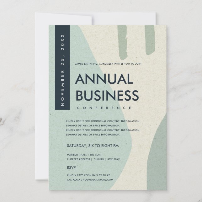 INVITACIÓN ARTE ABSTRACTO MODERNO EVENTO DE CONFERENCIA AZUL  (Anverso)