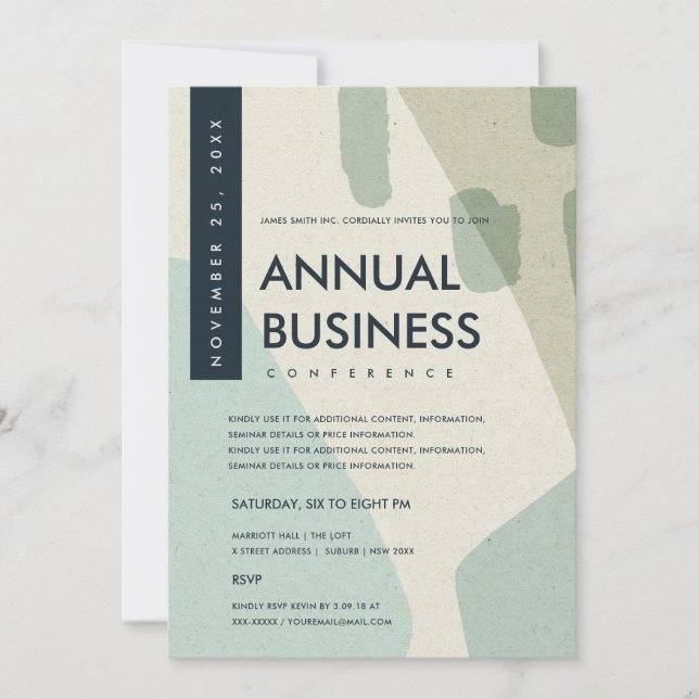 INVITACIÓN ARTE ABSTRACTO MODERNO EVENTO DE CONFERENCIA AZUL  (Anverso)