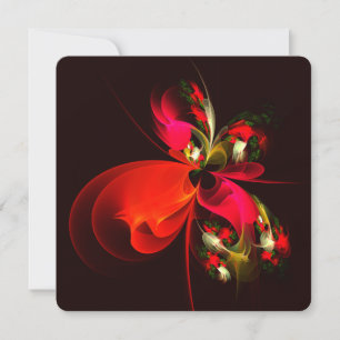 Invitación Arte abstracto moderno floral rojo verde Patrón #0