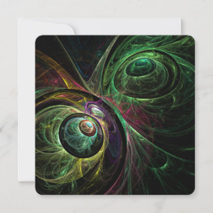 Invitación Arte abstracto moderno fractal verde dorado Ojo a