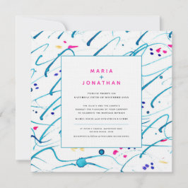Invitación Arte abstracto ondas superficiales tropicales boda