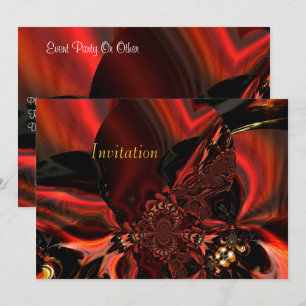 Invitación Arte Abstracto Seda Enjoyada En Rojo