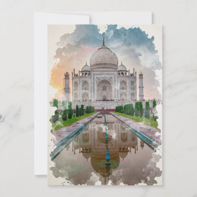 Invitación Arte acuático de Taj Mahal India (Anverso)