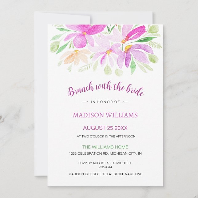 Invitación Arte acuático veraniego floral (Anverso)