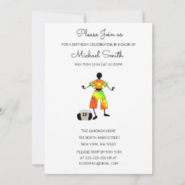 Invitación Arte africano, asombrosa felicidad, baile cumpleañ