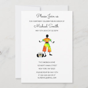 Invitación Arte africano, asombrosa felicidad, baile cumpleañ