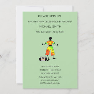 Invitación Arte africano, asombrosa felicidad, baile cumpleañ