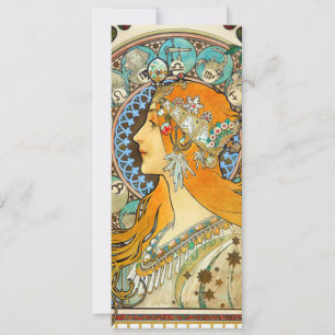Invitación Arte Alphonse Mucha Zodíaco Art Nouveau