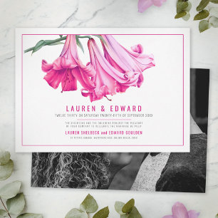 Invitación Arte botánico de lirio rosa personalizado para bod