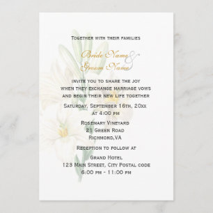 Invitación Arte botánico vintage flor de lirio blanco boda