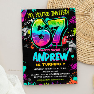 Invitación Arte Callejero Graffiti 6 a 7 Cumpleaños