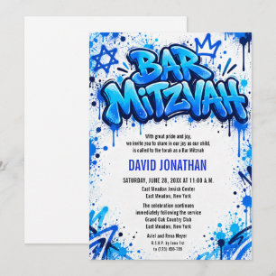 Invitación Arte Callejero Graffiti Bar Mitzvah Personalizado