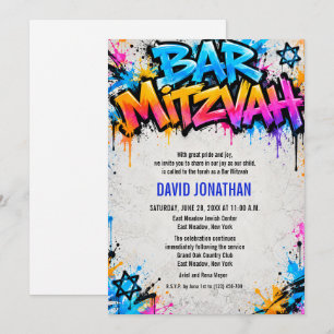 Invitación Arte Callejero Graffiti Bar Mitzvah Personalizado