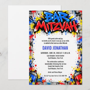 Invitación Arte Callejero Graffiti Bar Mitzvah Personalizado
