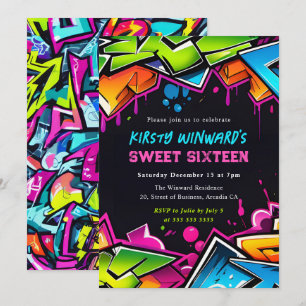 Invitación Arte callejero moderno Grafiti Dulces dieciséis