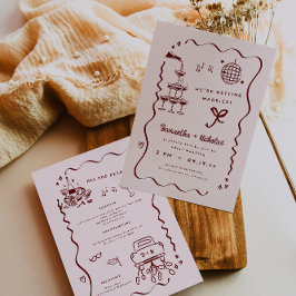 Invitación Arte caprichoso retro de garabatos | Boda