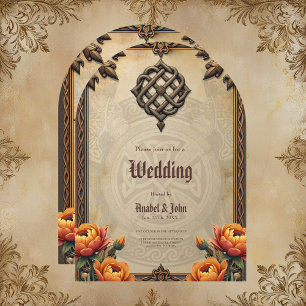 Invitación Arte celta y esplendor floral en tonos cálidos. 