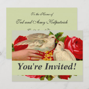 Invitación Arte Clásico Palomas de Amor Victoriano Aves Vinta