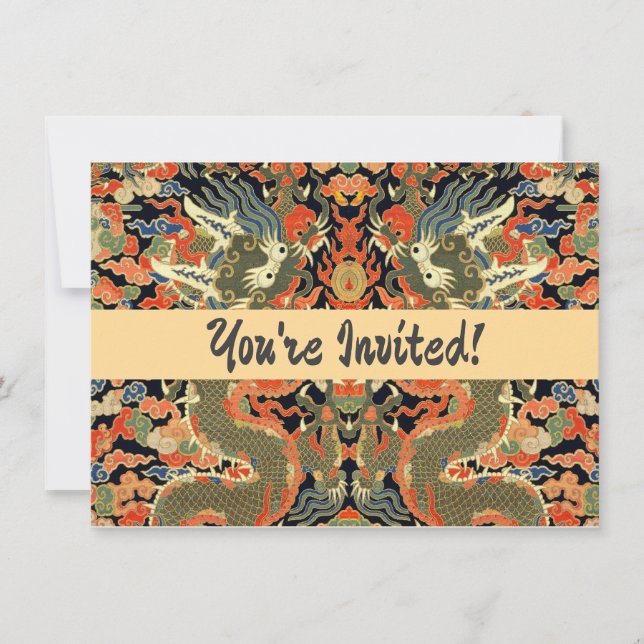 Invitación Arte colorido de dragón asiático chino (Anverso)