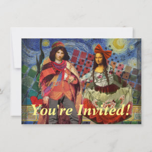 Invitación Arte colorido divertido y romántico de Mona Lisa