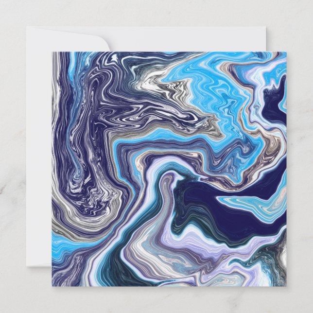 Invitación Arte con fluido de mármol azul (Anverso)