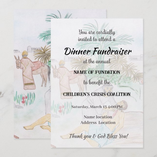 Invitación Arte cristiano El buen samaritano (Anverso / Reverso)