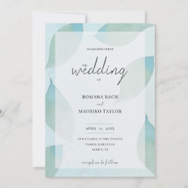 Invitación Arte de acuarela de caída azul artificial