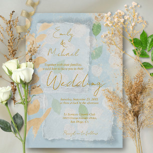 Invitación Arte de Acuarela de Lujo Hecho a Medida Boda Elega