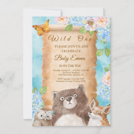 Invitación Arte de Acuarela para Baby Shower Bosque Salvaje
