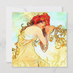 Invitación Arte de Alphonse Mucha Verano Art Nouveau