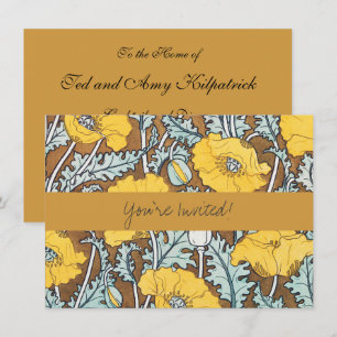 Invitación arte de amapola flor amarillo ilustracion