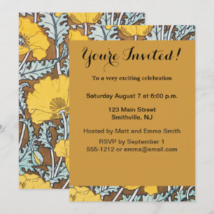 Invitación arte de amapola flor amarillo ilustracion