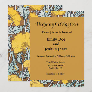 Invitación arte de amapola flor amarillo ilustracion