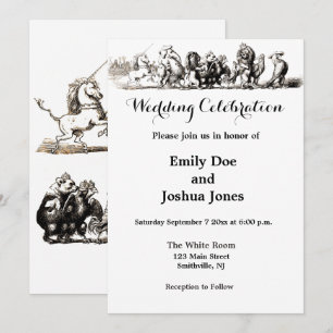 Invitación Arte de animal lindo unicornio elefante león zooló