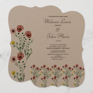 Invitación Arte de boda bordado floral botánico vintage