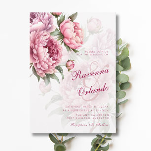 Invitación Arte de boda romántico botánico Peonía florecida
