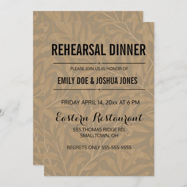 Invitación Arte de boda victoriana vintage de 1844 (Anverso / Reverso)