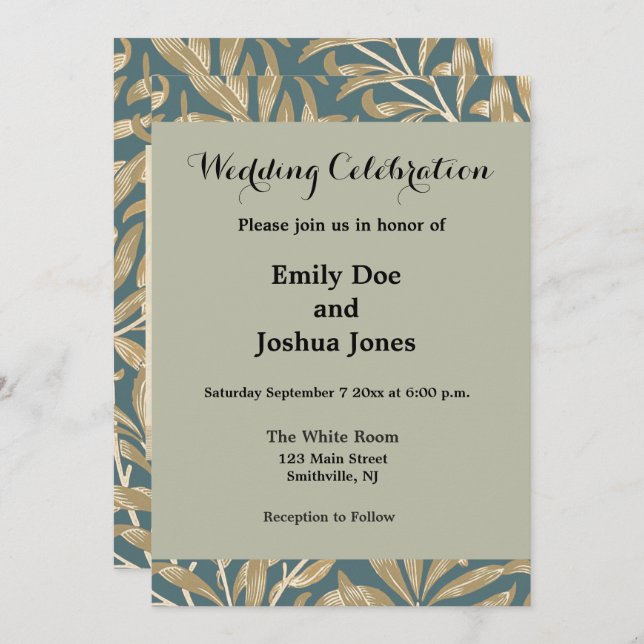 Invitación Arte de boda victoriana vintage de 1844 (Anverso / Reverso)