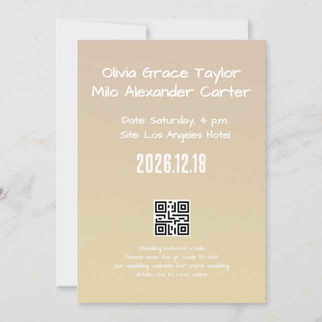 Invitación arte de bodas de manos entrelazadas amarillas (Reverso)