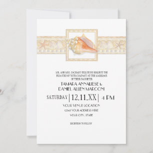 Invitación Arte De Bodas Elegantes De La Banda De Arena De Pl