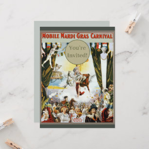 Invitación Arte de cartel de carnaval Mardi Gras móvil vintag