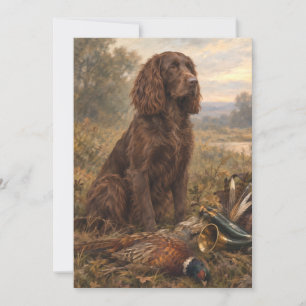 Invitación Arte de caza con Wachtelhund, Spaniel alemán