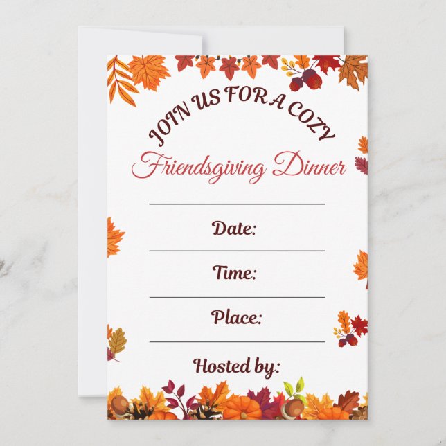 Invitación Arte de cena acogedora de Friendsgiving (Anverso)