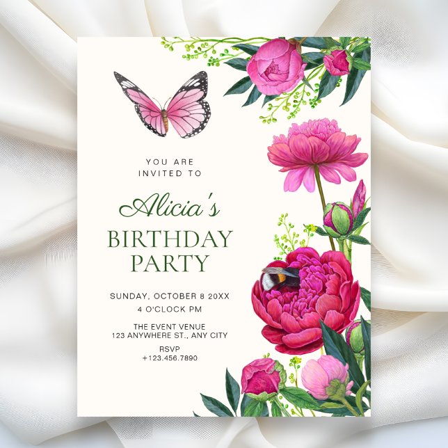 Invitación arte de cumpleaños de floración floral (Subido por el creador)