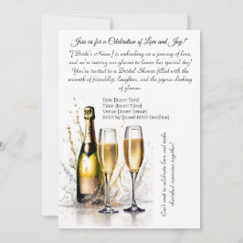 Invitación Arte de dibujos ligeros Ducha de novias con champá