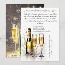 Invitación Arte de dibujos ligeros Ducha de novias con champá