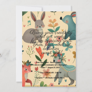 Invitación arte de doodle de animal cortado para volver a la